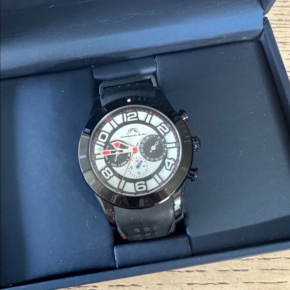 Porsamo Bleu Etienne Luxury Men's Watch, Silicone Strap, Black 211AETR